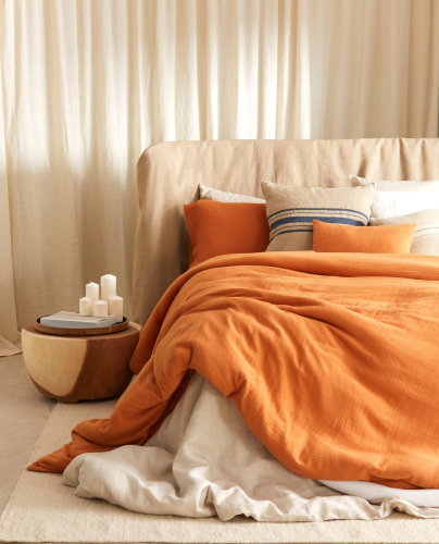 Housse de Couette Mousseline Gauze Orange