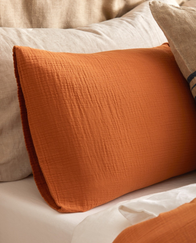 Taies D'oreiller Mousseline Gauze Orange