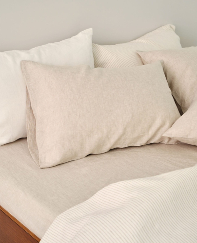 Taies d'Oreiller Linen Beige
