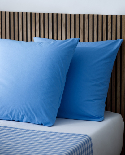 Taies d'Oreiller Cotton Bleu (Set de 2)
