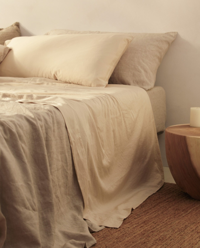 Flat Sheet Sahara Beige Mat Washed Cotton