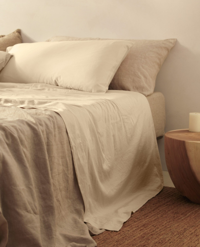 Sábana Encimera Sahara Beige Mate de Algodón Lavado