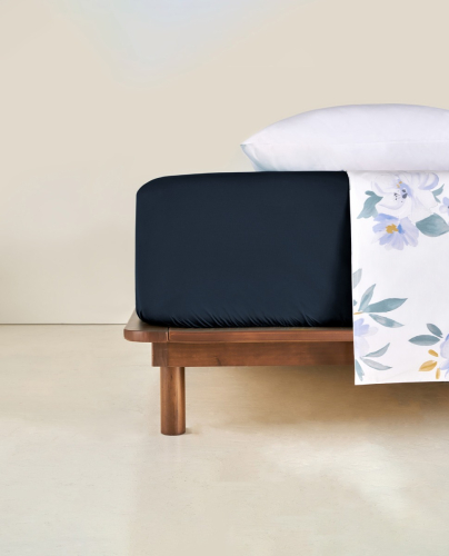 Fitted Sheet Percale 200 Navy Blue
